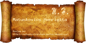 Matuskovics Henrietta névjegykártya